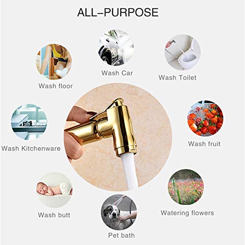 MINJING Bidet Faucet Gold, Hot and Cold Water Mixer Bidet Sprayer, Single Handle Wall Mount Bathroom Toilet Bidet Faucet, Handheld Bidet Sprayer for Toilet