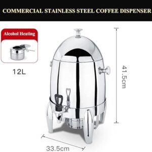 12L Commercial Stainless Steel Hot Beverage Dispenser 3 Gallon Chafer Urn Large Hot Water Urn for Coffee, Tea, Cappuccino, Hot Chocolate and Drinks