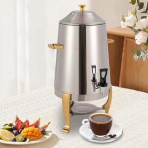 19L Stainless Steel Coffee Chafer Urn Hot Drinks Dispenser Hot Water Dispenser, With Spigot, For Home, Hotels, Restaurants, or Parties, Gold