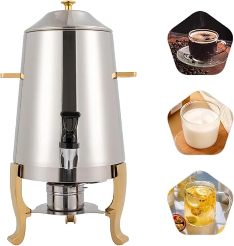 19L Stainless Steel Coffee Chafer Urn Hot Drinks Dispenser Hot Water Dispenser, With Spigot, For Home, Hotels, Restaurants, or Parties, Gold