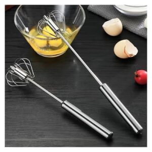 Semi-automatic Egg Beater, Stainless Steel Egg Beater Hand Mixer Automatic Turning Egg Mixer(One set)