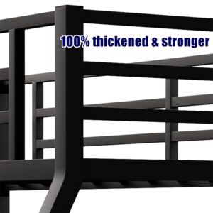 TIHWOALL Latest Upgrade & Stronger Metal Steel Bunk Bed Full XL Over King Size Bunkbed, Thickened More Stable Heavy Duty More Rust-Proof King Bunk Bed Frame (Easier Assembly) (Full XL Over King)