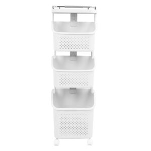 Rolling Laundry Basket Reinforced Clothes Storage Organizer with 4 Wheels for Home Kitchen Bathroom (3 Steps)