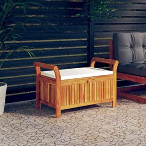 minerwall patio storage bench with cushion 35.8" solid wood acacia,multifunctional acacia wood garden storage bench with seat cushion for outdoor use patio furniture