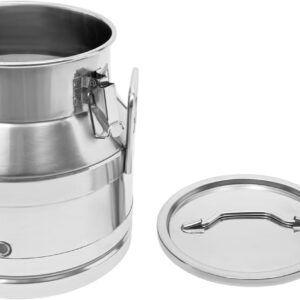 Stainless Steel Milk Can With Spigot, 5.28 Gallon Tabletop Milk Jug With Sealed Lid, Round Beverage Drink Dispenser For Grain Canisters Container