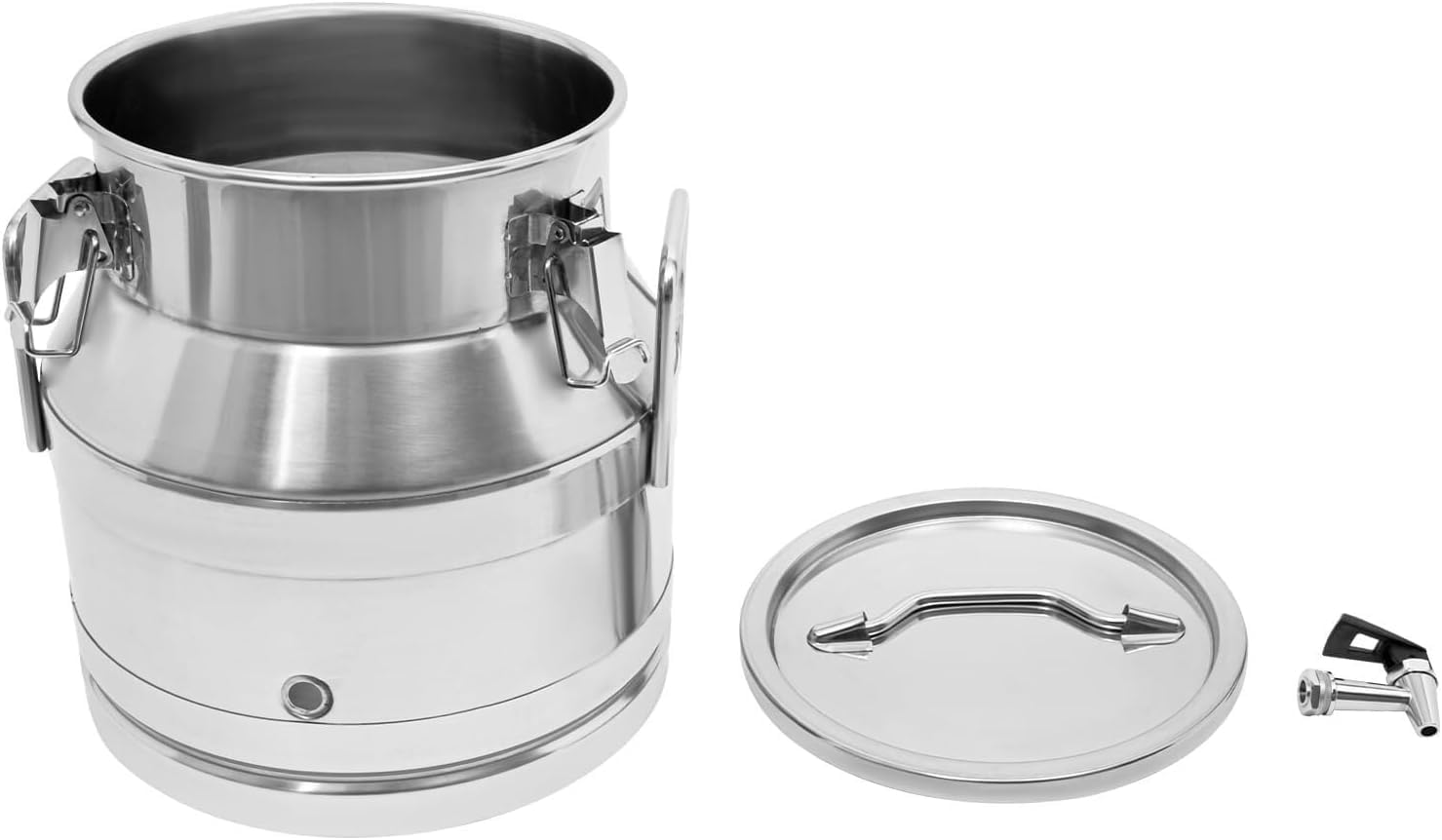 Stainless Steel Milk Can With Spigot, 5.28 Gallon Tabletop Milk Jug With Sealed Lid, Round Beverage Drink Dispenser For Grain Canisters Container