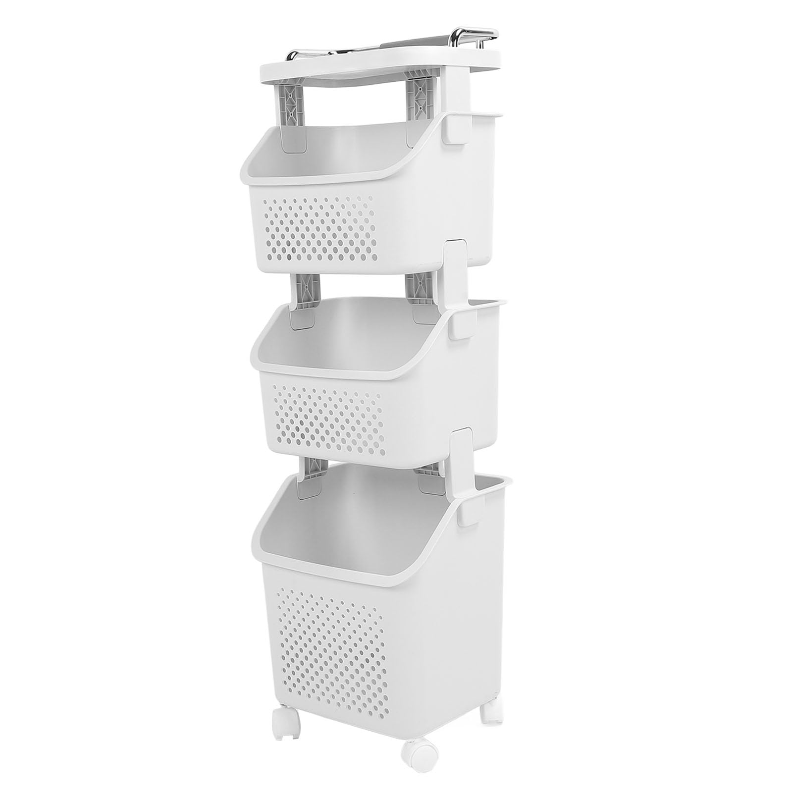 Rolling Laundry Basket Reinforced Clothes Storage Organizer with 4 Wheels for Home Kitchen Bathroom (3 Steps)