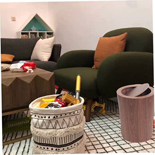 Wooden Rubbish Bin for Hotel Wood Waste Bin with Swing Lid Round Trash Can Kitchen Garbage Basket for Bedroom