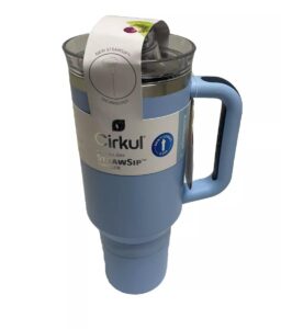 cirkul 40oz all-day strawsip double-wall insulated stainless steel tumbler with handle, flavor cartriage not included (raindrop (light blue))