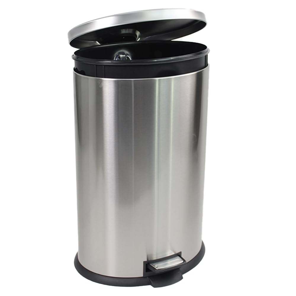 KOOMADE Kitchen Trash Can with Lid, 40 Liter/10.5 Gallon Stainless Steel Trash Can, Oval Step Garbage Can, Soft Close Trash Bin for Bathroom Home Office