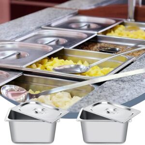 Generic 6 Pack Stainless Steel Buffet 4"" Deep Anti-Jam Containers 1/1,1/2,1/3,1/4 Steam Table Pan With Lid, Restaurant and Commercial Pans, Hotel Pan, Chafing Steam Table Catering Storage (1/1)