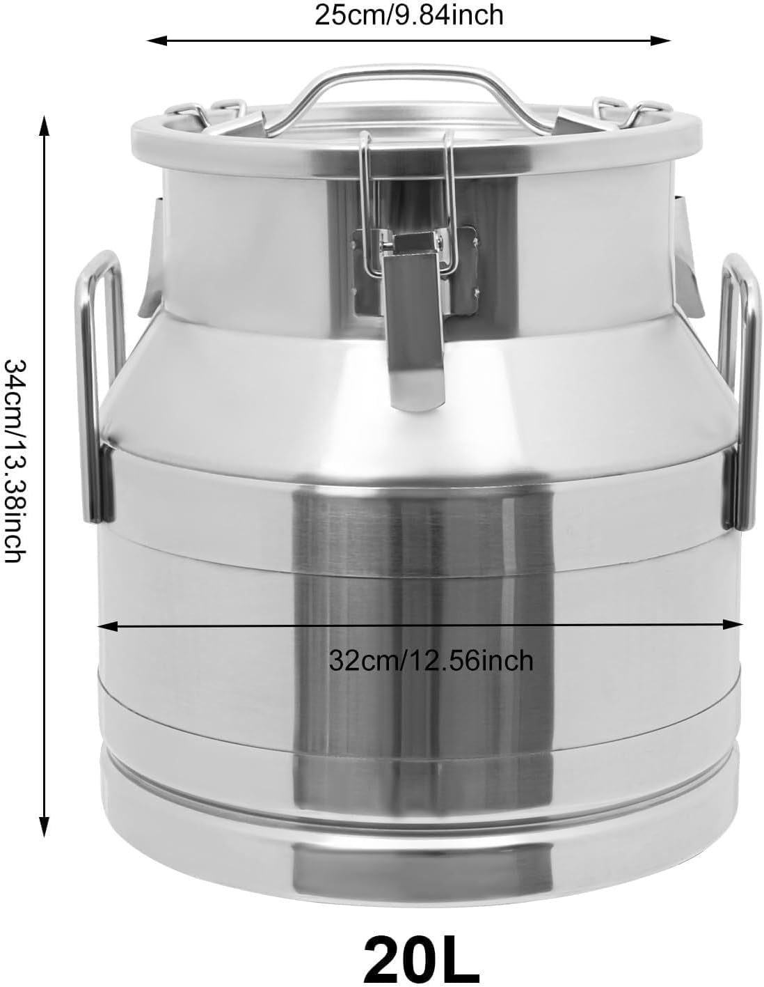 Stainless Steel Milk Can With Spigot, 5.28 Gallon Tabletop Milk Jug With Sealed Lid, Round Beverage Drink Dispenser For Grain Canisters Container