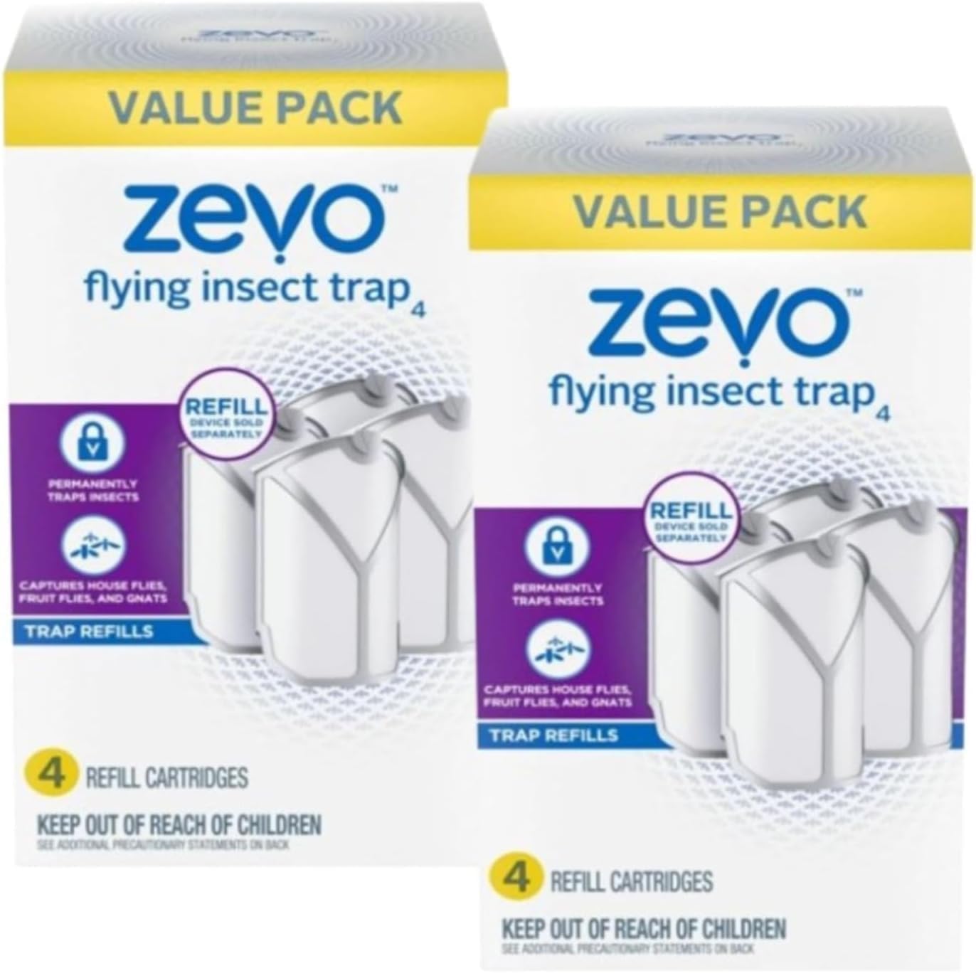 Zevo Flying Insect Trap for Indoors: Light Trap Captures Fruit Flies, Gnats (8 Refill Cartridges)