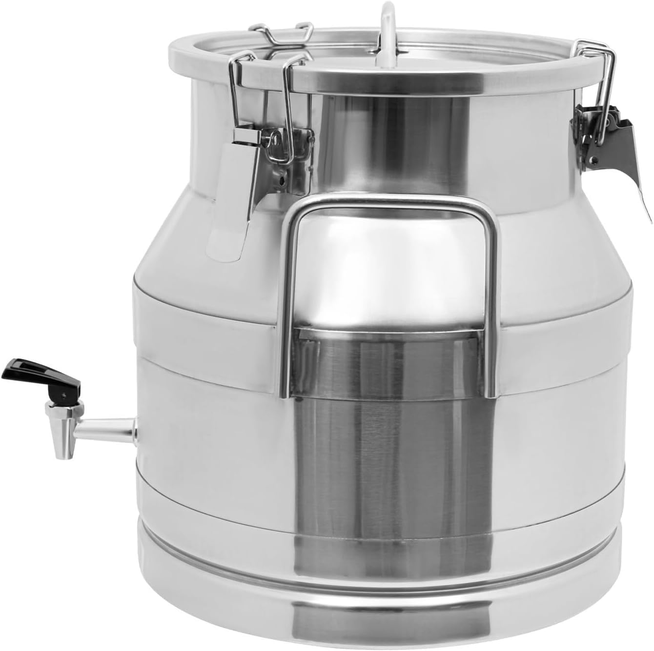 Stainless Steel Milk Can With Spigot, 5.28 Gallon Tabletop Milk Jug With Sealed Lid, Round Beverage Drink Dispenser For Grain Canisters Container