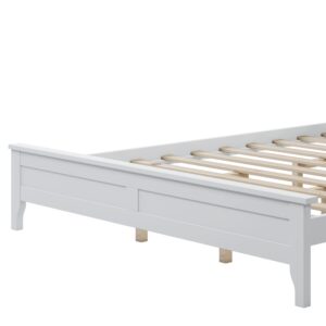 THINK 30 Wood Platform Bed, Platform Bed with Headboard and Footboard, Modern Solid Bed Frame, No Box Spring Required, Queen Size, White