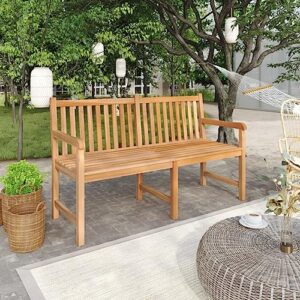 minerwall patio bench 59.1" solid teak wood,outdoor patio teak bench — durable and stylish for your comfort patio furniture