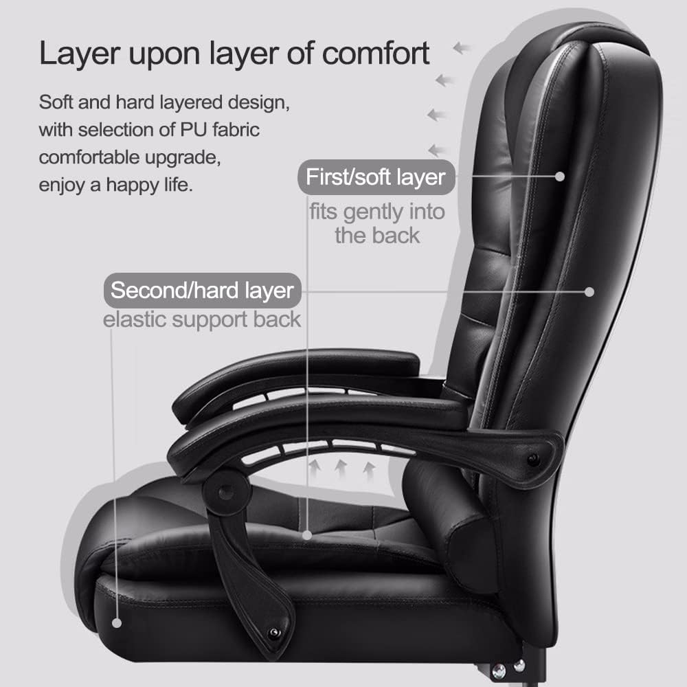 XUEGW Home Computer Chairs Office Gaming Chairs Big and Tall Desk Chair Back Support Computer Desk Chair Ergonomic High Back Chair Managerial Executive Desk Chair with Footrest Adaptive eeting Rooms