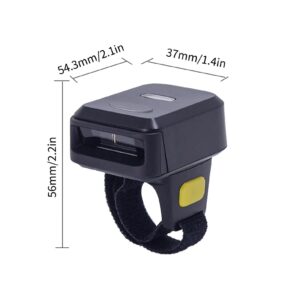 1D Ring Barcode Scanner Compatible with BT Function 2.4GHz Connection Portable Wearable Mini Finger Bar Code Reader Used for Warehouse Inventory Store Pharmacy Supermarket (1D