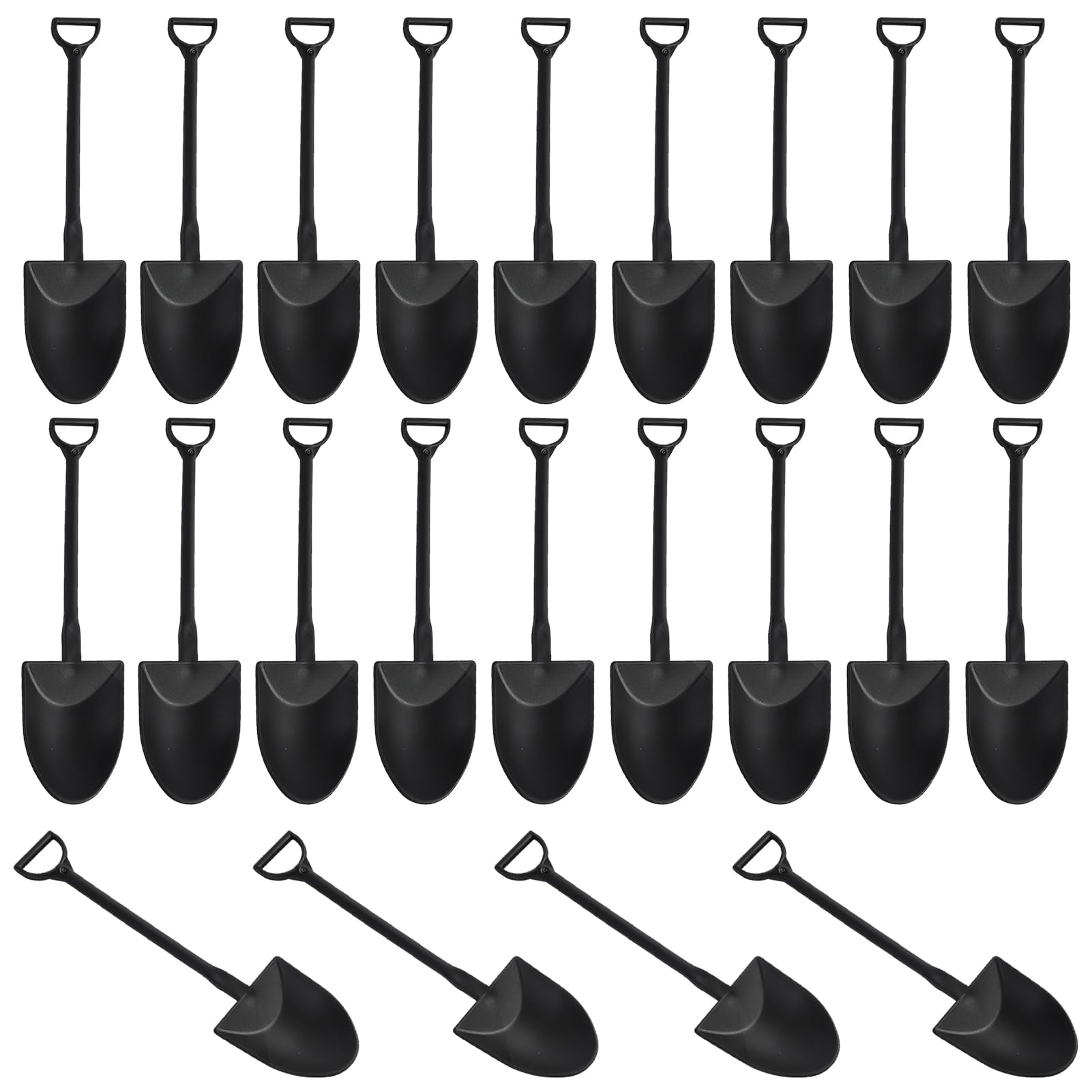 Mini Shovel Spoons, Disposable Plastic Dessert Shovel Spoon, Halloween Shovel Shaped Spoon for Ice Cream Pudding Yogurt Party Birthday Party Favors Construction Baking Supply, Black (50, Black)