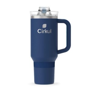 cirkul 40oz all-day strawsip double-wall insulated stainless steel tumbler with handle, black (black) flavor cartriage not included (midnight blue (dark blue))