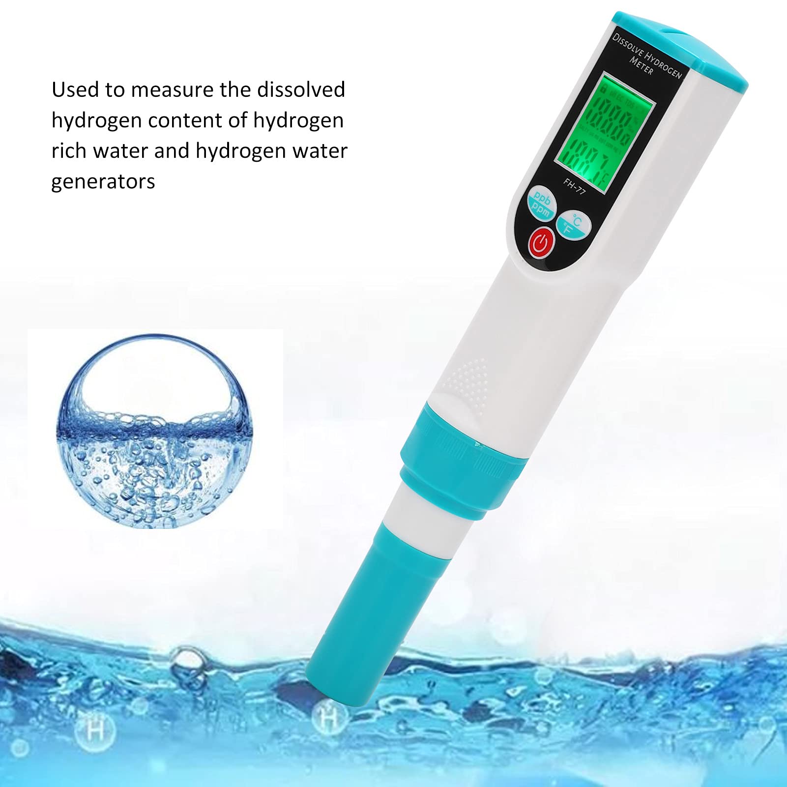 Hydrogen Tester FH-77 High Accuracy Water Tester Portable Hydrogen Rich Tester Pen for Aquarium and Lab