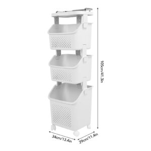 Rolling Laundry Basket Reinforced Clothes Storage Organizer with 4 Wheels for Home Kitchen Bathroom (3 Steps)