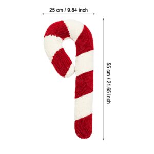 Christmas Candy Throw Pillows Red and White Christmas Decorations Candy Cane Shape Pillows Cute Fluffy Pillows Winter Living Room Bedroom and Sofa Decorations (C)