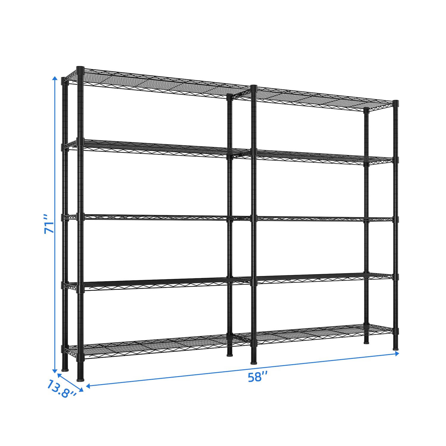 WZONICE98 5 Tier Storage Shelves Standing Shelf Units NSF Wire Garage Organizer Heavy Duty Garage Shelving Unit L Shaped Clothes Rack for Corner Laundry Bathroom Kitchen Pantry Closet