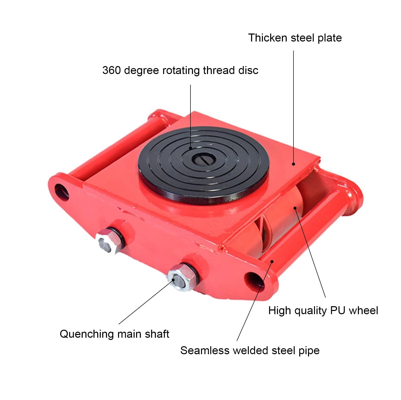 4PCS Machinery Mover, 52800lbs/24Ton Machinery Skate Machinery Moving Skate, Machinery Mover Skate w/360° Rotation Cap and PU Rollers Dolly Machinery Skate for Industrial Moving Equipment