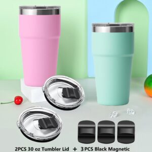 2PCS 30 oz Tumbler Lid for YETI, with 3 Black Magnetic Slider Replacement, Replacement Cup Lids Covers Compatible for YETI 30 oz Tumbler, 14 oz Mug and 35 oz Straw Mug