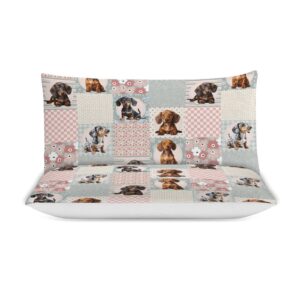 Dachshund Bedding Set Full Size Dachshund Comforter Cover Set for Teen Boys Super Soft Construction Sausage Dog Duvet Cover Set Bedroom Decor Twin Full Queen King Size Quilt Cover with 2 Pillowcase