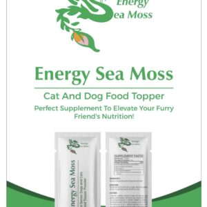 Energy Sea Moss Senior Dogs & Cats Food Topper Powder - Nutrient-Rich, Supports Joint Health, Boosts Energy, Improves Coat - 1 Packet/Day, Box of 12