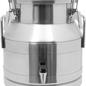 Stainless Steel Milk Can With Spigot, 5.28 Gallon Tabletop Milk Jug With Sealed Lid, Round Beverage Drink Dispenser For Grain Canisters Container