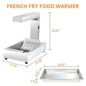 Commercial Food Heater, Fried Food Heater, Portable Food Heater, Fried Chicken Heater, Stainless Steel, with Heating lamp, 1000W, with Removable Curved Drain pan, Suitable for Commercial and Home use