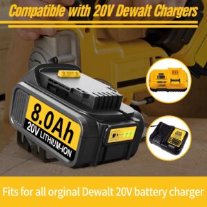 Blawhi 2-Pack 20V 8Ah Batteries Replacement for DeWalt 20V Battery, Compatible with Dewalt Battery 20v DCB200 DCB203 DCB204 DCB210 and Cordless Power Tools with Led Indicator