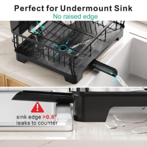 GSlife Expandable Dish Drying Rack - Large 2-in-1 Dish Racks for Kitchen Counter and Sink, Sink Dish Drainer with Drainboard, 2 Pan Slots and Utensil Holder, Black