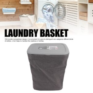 Double Compartment Laundry Hamper, Handles Detachable Bag Fabric Separation Basket, Convenient for Bathroom Utility Room (L 90L)