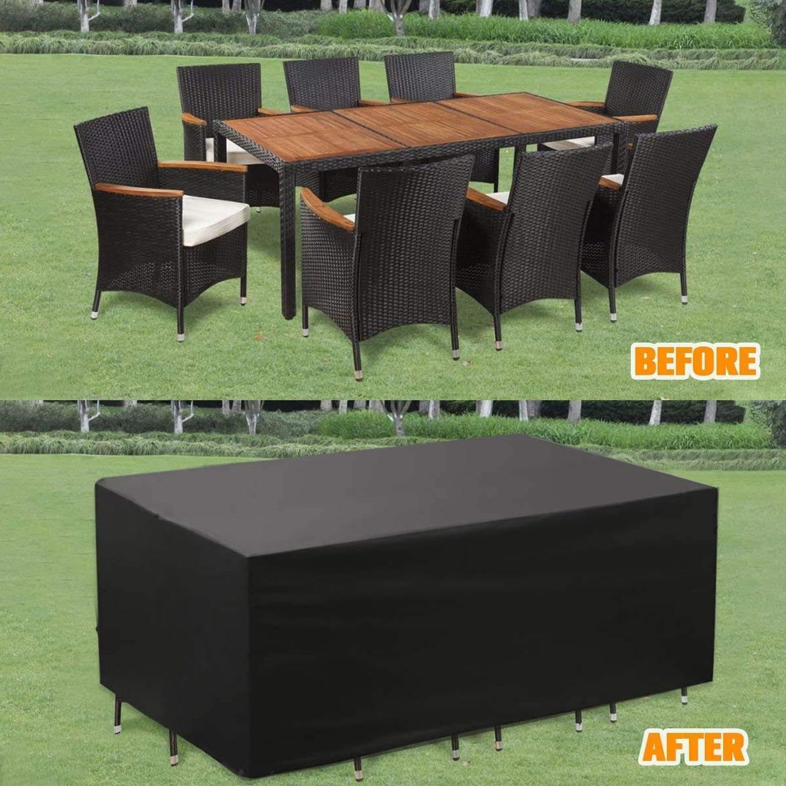 HSJFS Patio Furniture Covers Waterproof 121x96x35inch/308x245x90cm Outdoor Furniture Covers Rip-Proof for Patio Furniture Set Table and Chairs, Windproof and Fade Resistant Outdoor Sectional Cover