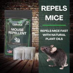 Mouse Repellent Pouches, Extra Strength 60% Oil, Repel Mice Rodent from Nesting in Car/Boat/RV/Grill/Pool Heaters/Campers, Deterrent for House/Garage, 10 Scent Pouches (Herbal Mint Scent)