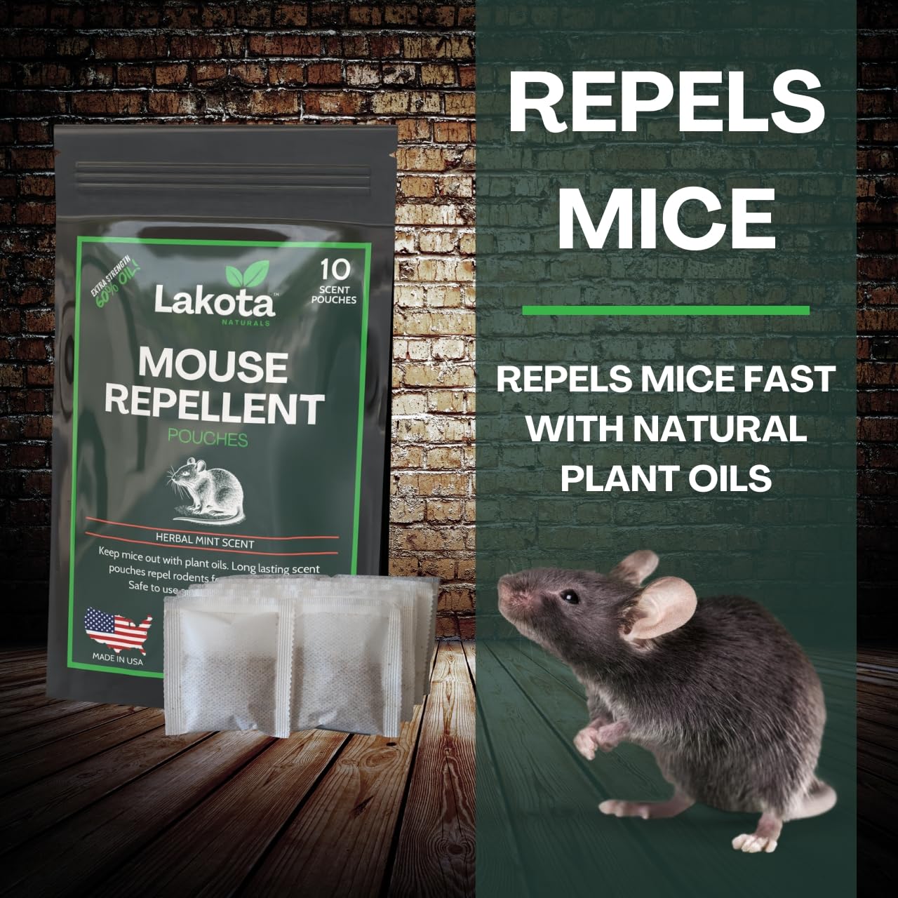 Mouse Repellent Pouches, Extra Strength 60% Oil, Repel Mice Rodent from Nesting in Car/Boat/RV/Grill/Pool Heaters/Campers, Deterrent for House/Garage, 10 Scent Pouches (Herbal Mint Scent)