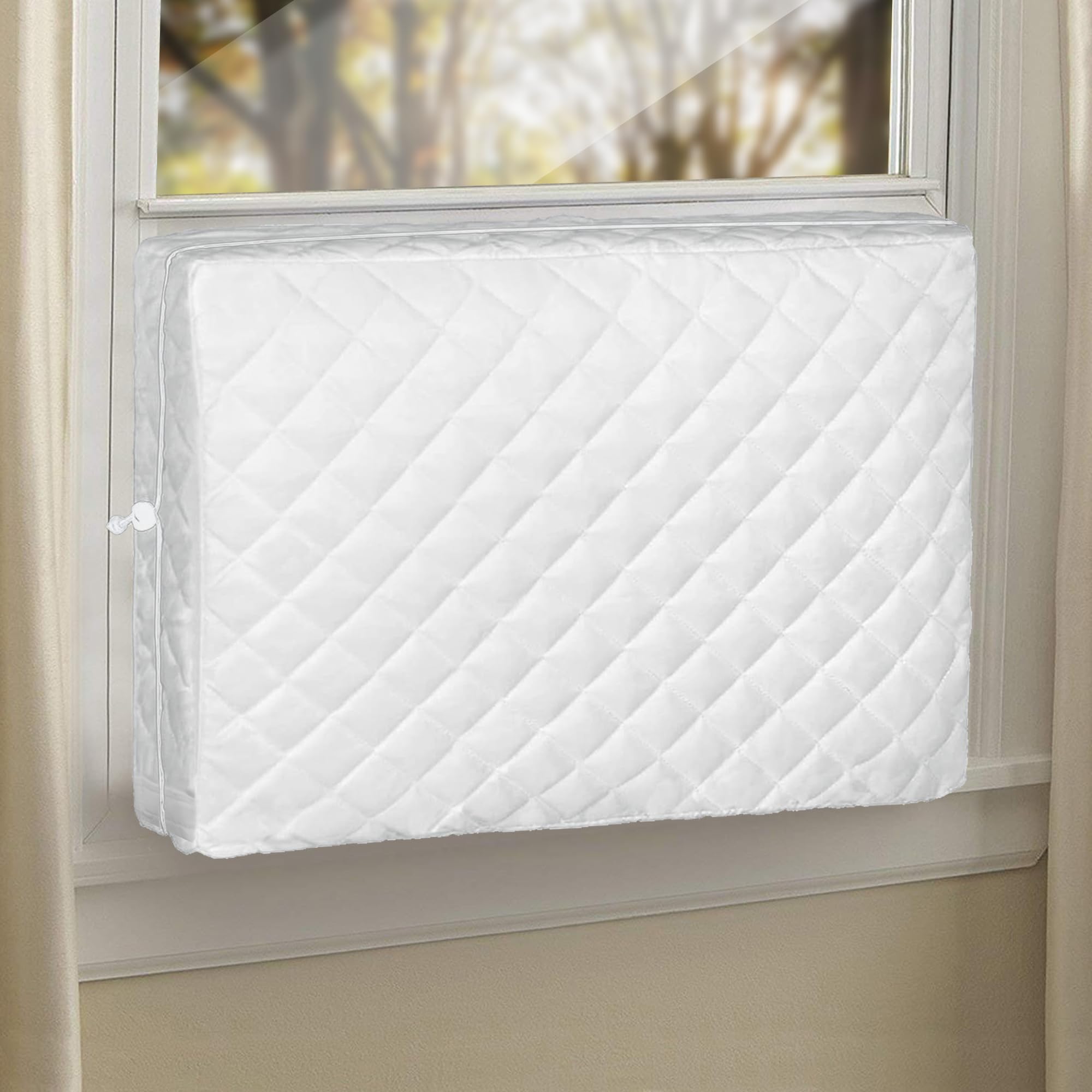 Cestluck Window AC Covers for Inside: Indoor AC Cover for Window Unit - S Size Beige Window Air Conditioner Cover Inside for Winter - Windproof Snowproof Waterproof for Bedroom Living Room