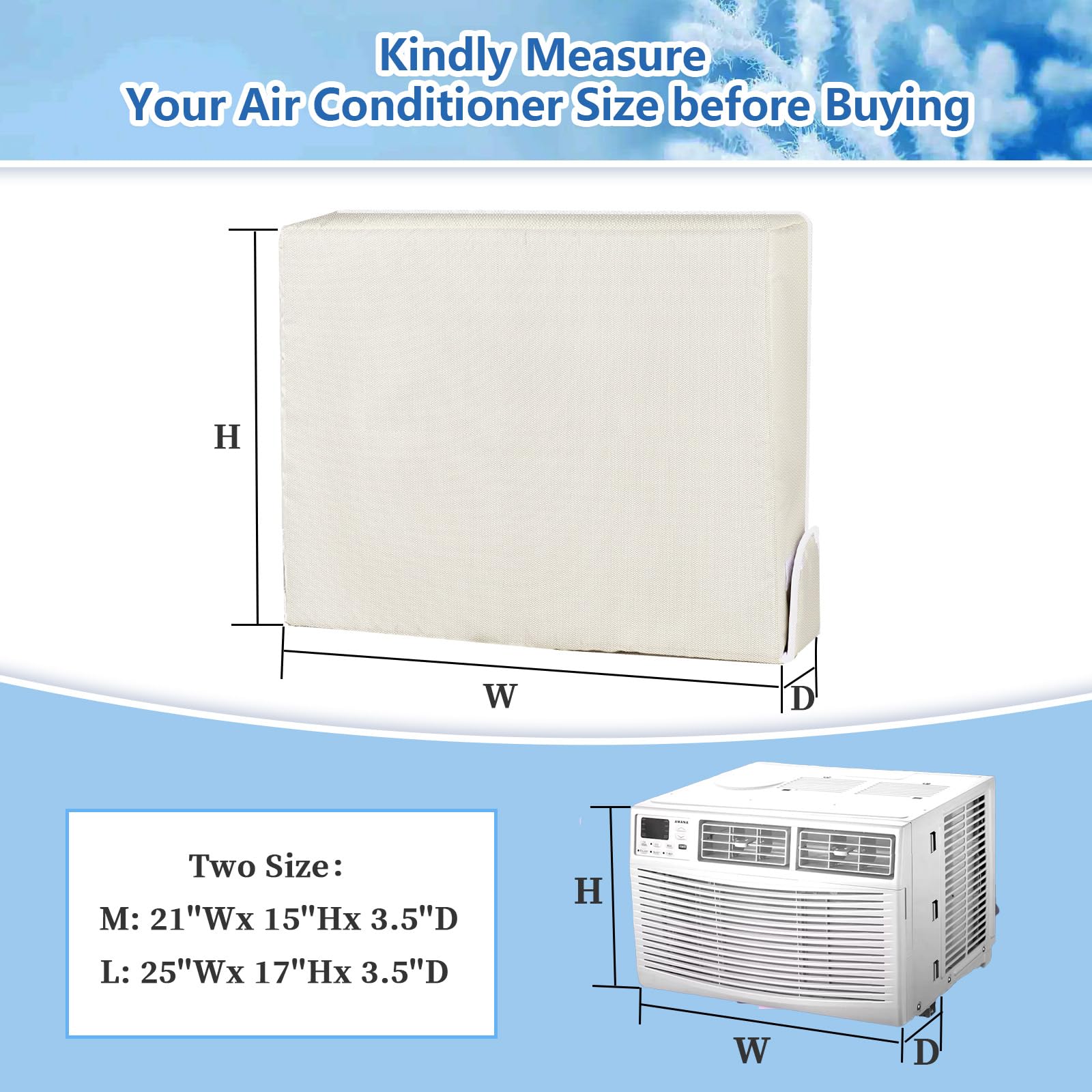 21''Wx 15''Hx 3.5'' Indoor Air Conditioner Cover for Inside Window, 3 Layers AC Cover for Inside, Indoor Window AC Unit Insulation Cover for Winter