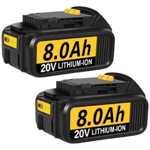 blawhi 2-pack 20v 8ah batteries replacement for dewalt 20v battery, compatible with dewalt battery 20v dcb200 dcb203 dcb204 dcb210 and cordless power tools with led indicator