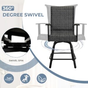 Grand patio 5-Piece Patio Swivel Bar Set with Fire Pit Table 60,000 BTU Heat Output, Outdoor Counter Height Patio Bar Stools Set of 5, High Bar Chairs with High Back, Black&Grey Plaid