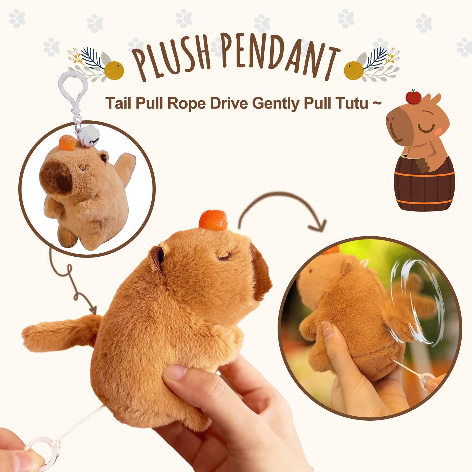 BEIMENWAI Capybara Plush Gifts for Girls 4 5 6 7 8 9 10+ Years Old, Kids Cute Capybara Toys with Stuffed Animal/Keychain/Bag/Bath Towel/Hair Pins/Bracelet/Headband, Christmas Birthday Plush Toys Set