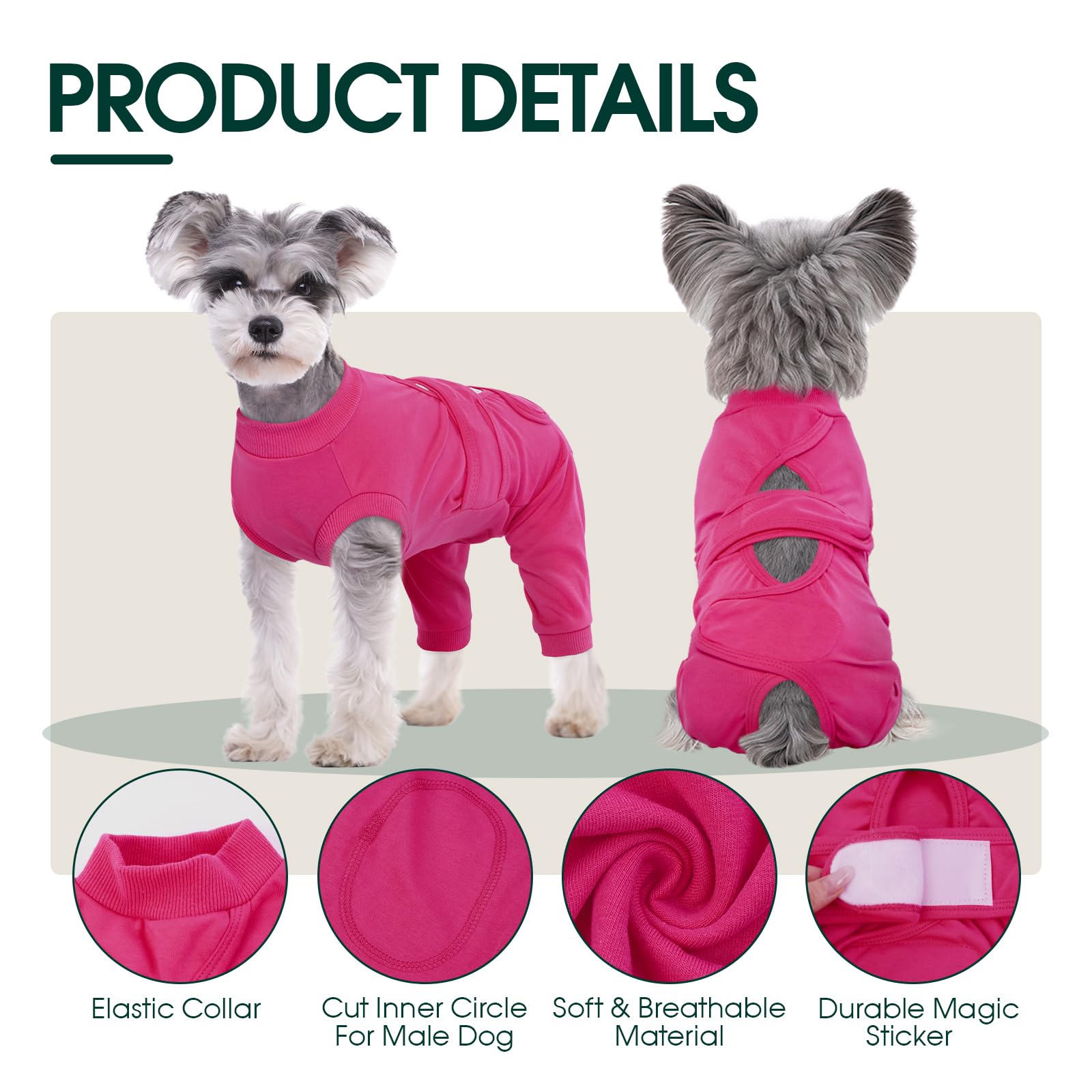 Kuoser Dog Surgery Suit Female Spay, Male Dog Recovery Sleeve Back Leg, Thigh Wound Protective Recovery Suit for Dogs, Dog Rear Leg Sleeve to Stop Licking, Pet Surgical Suit Puppy Onesie Bodysuit