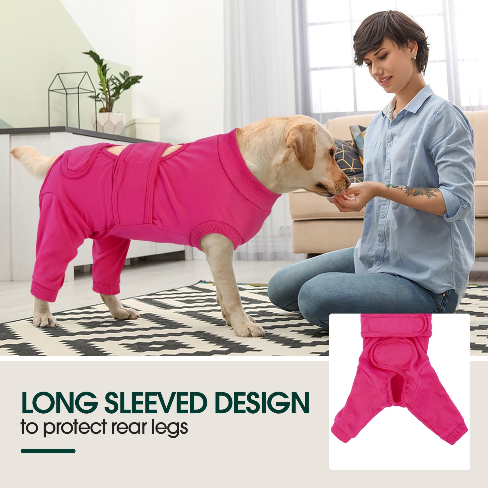 Kuoser Dog Surgery Suit Female Spay, Male Dog Recovery Sleeve Back Leg, Thigh Wound Protective Recovery Suit for Dogs, Dog Rear Leg Sleeve to Stop Licking, Pet Surgical Suit Puppy Onesie Bodysuit