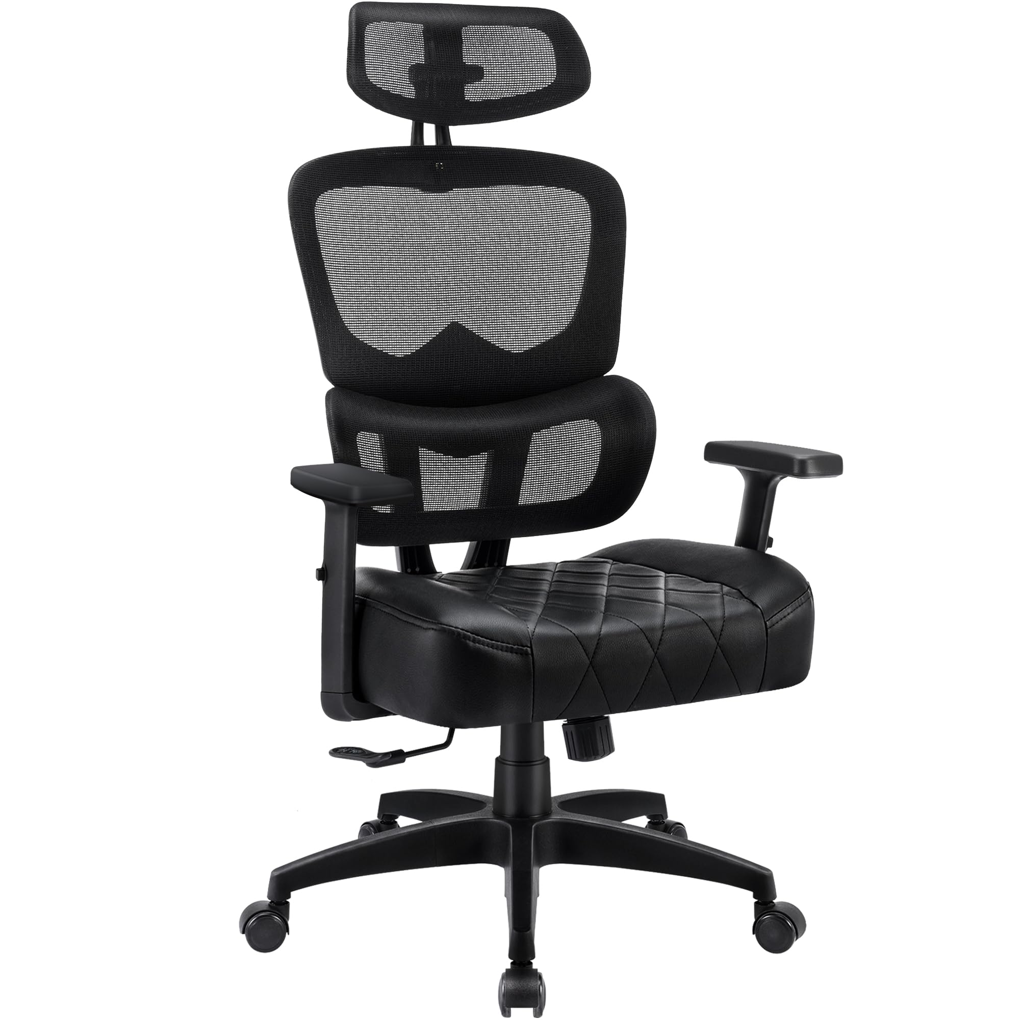 VECELO Swivel Ergonomic High Back Mesh Office Chair with Adjustable Headrest Armrest, Backrest Tilt Function, Lumbar Support for Executive/Computer Desk/Task Work