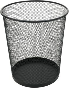 metal steel mesh round trashcan,wastebasket for trash in the home,office, or garage, 4.5 gallons (26cm l, 21cm w, 28cm h) black.