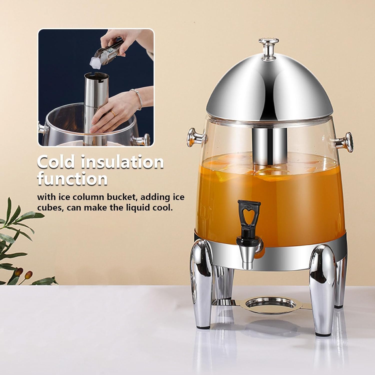 12L Stainless Steel Drinking Juice Dispenser Drink Dispensers with Spigot Hot Cold Beverage for Restaurant Hotel Bar Buffet Drink Container